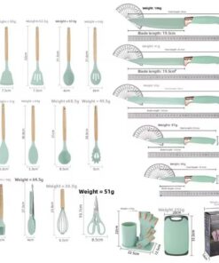 Alternative view of 19 Pieces Silicone Kitchen Utensil Set with Wooden Handles & Knife Set kitchenwares
