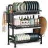 3 Layer Dish Rack, Rack with Utensil Holder, Cutting Board Holder, Draining Board Tray for Kitchen Counter Storage